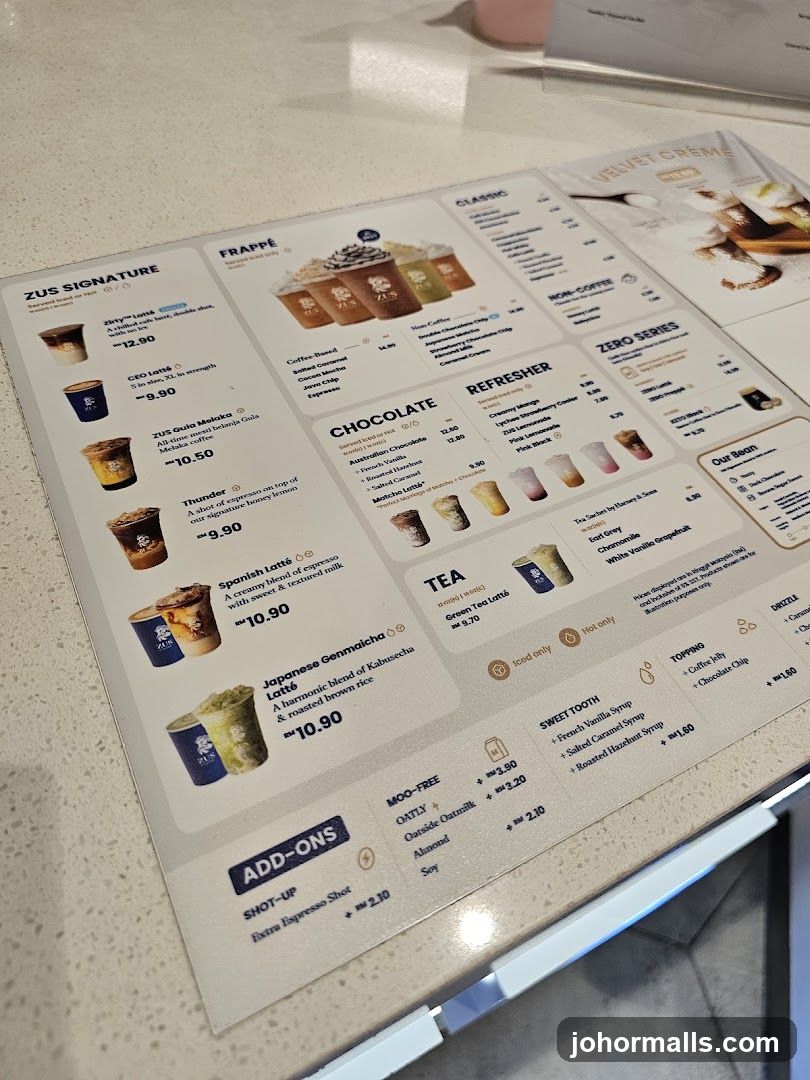 ZUS Coffee Menu