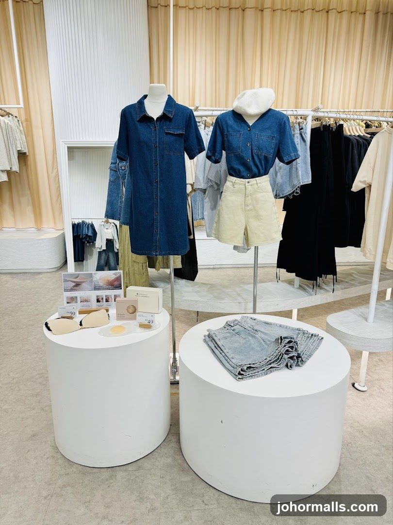 Denim Outfits and Accessories Display