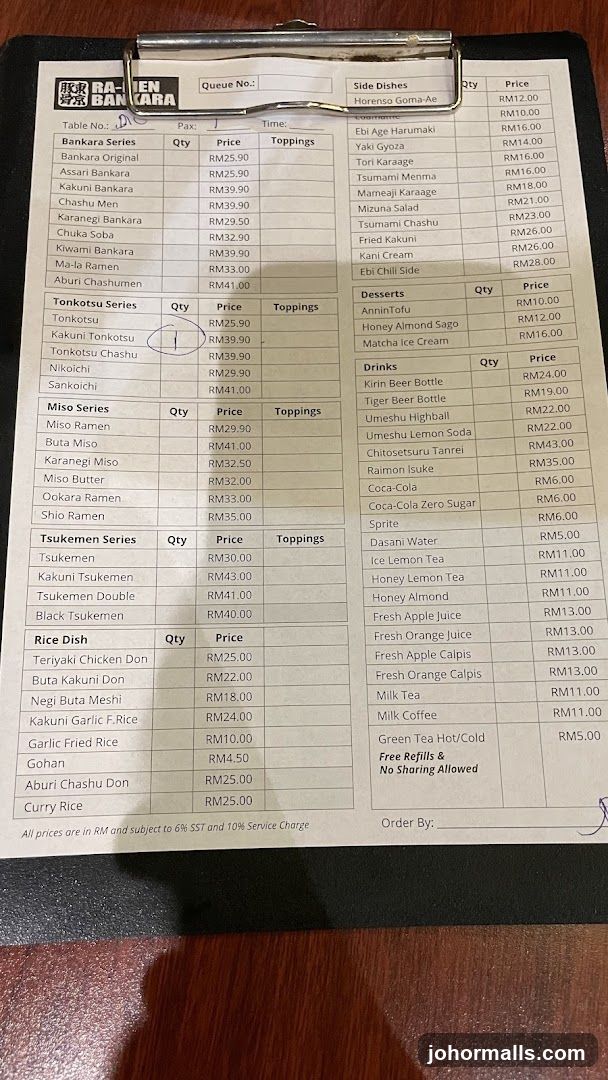 Bankara Menu