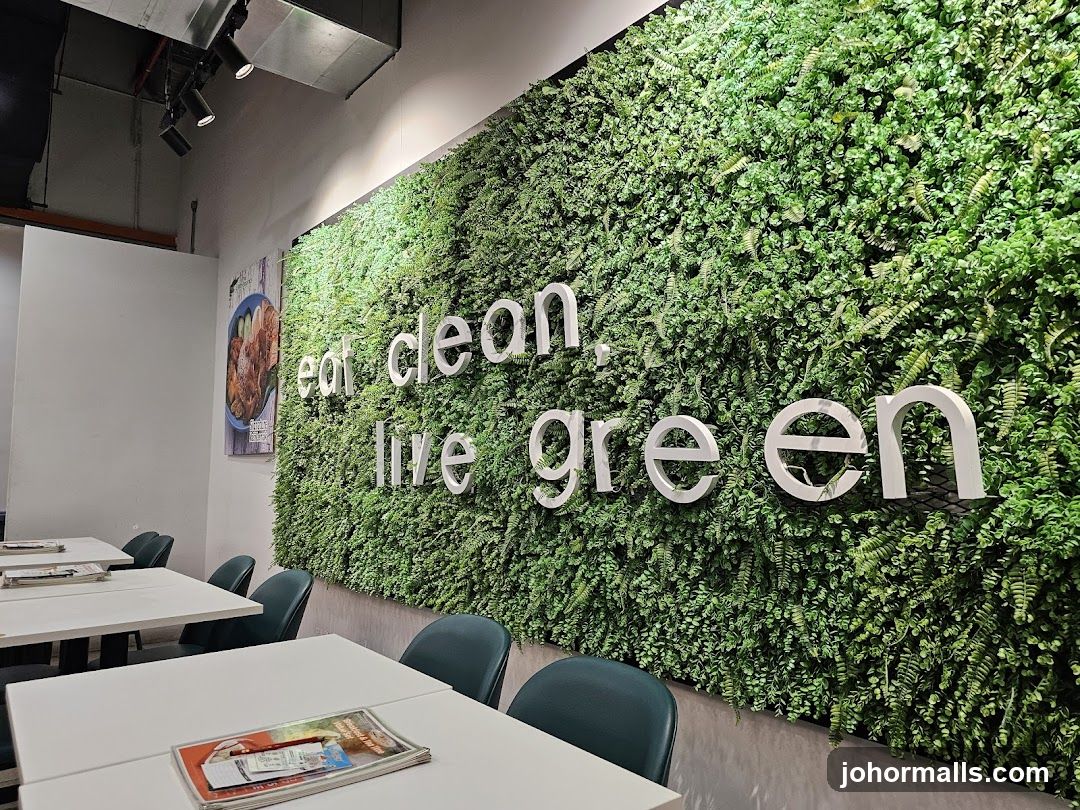 Restaurant Interior with Green Wall