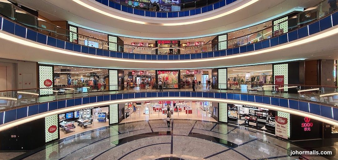 Interior of multi-level shopping mall