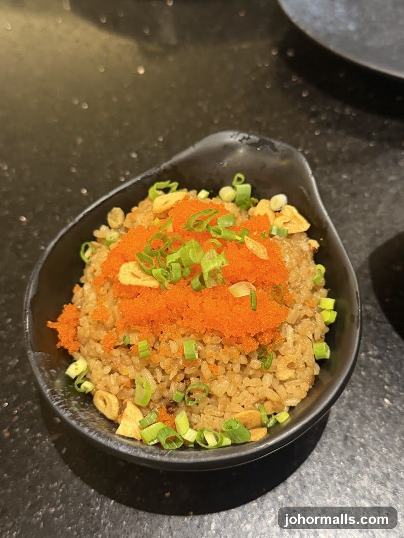 Rice dish in black bowl
