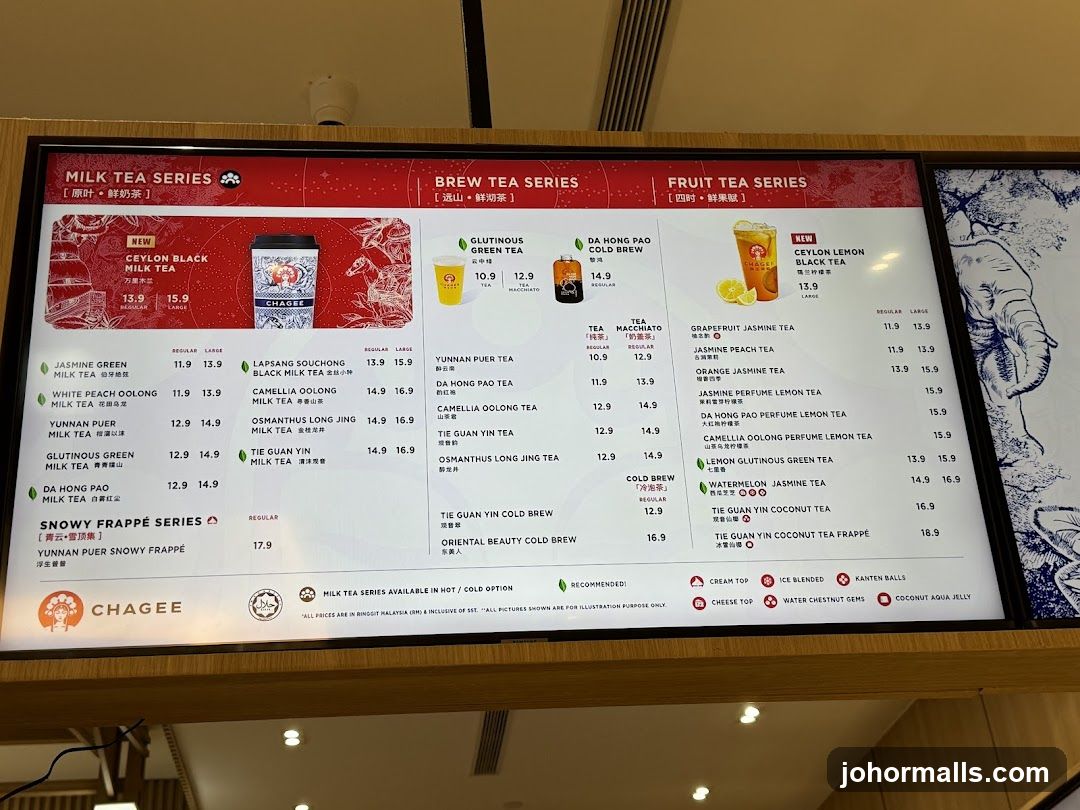 Chagee Menu Board