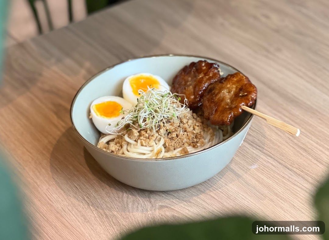 Noodle Bowl on Wooden Table