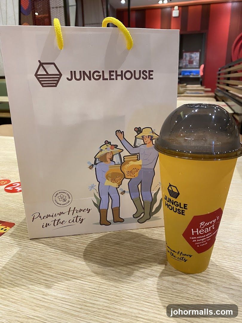 Jungle House branded merchandise and drink