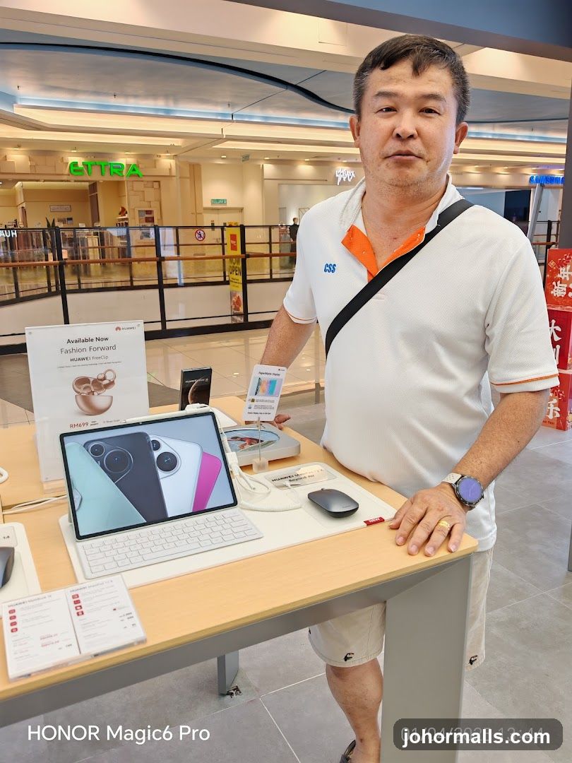 Man at Huawei Display Booth