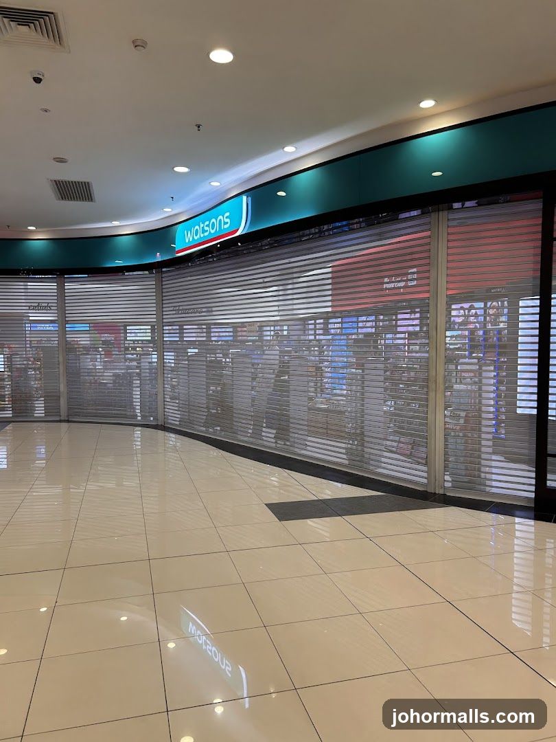 Watsons Storefront with Closed Roll-Up Doors