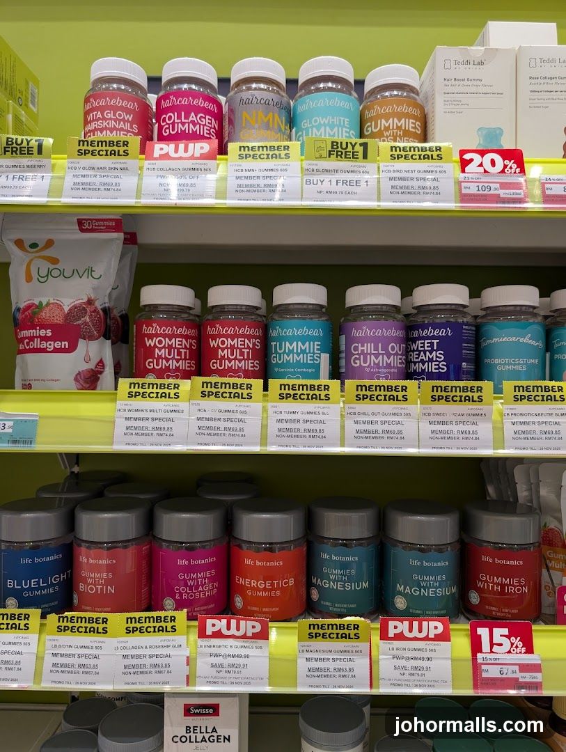 Store shelf with gummy supplements