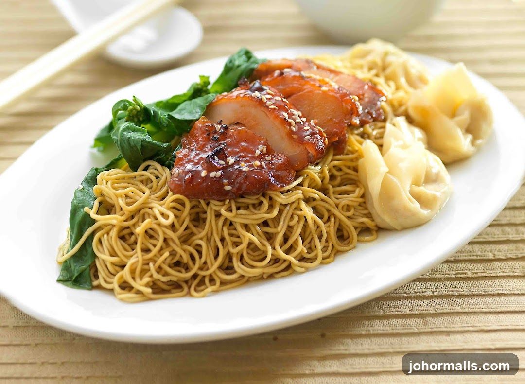 Noodle Dish with Roasted Meat and Dumplings