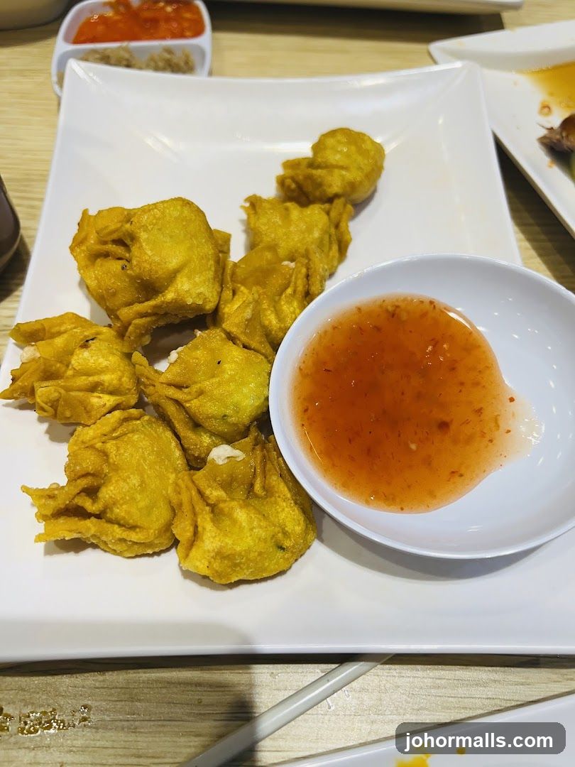 Food Plate with Fried Items and Sauce