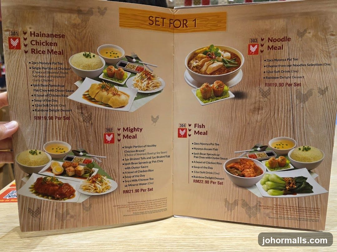Restaurant Menu Set for 1