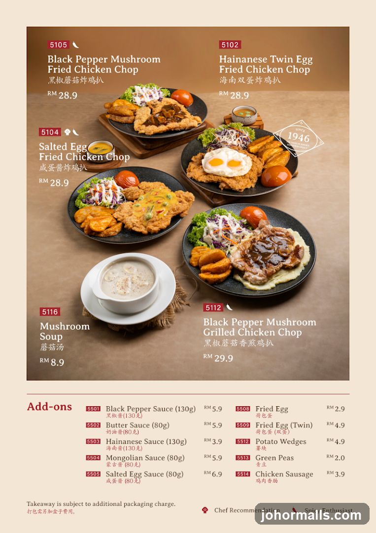 Fried Chicken Chop Menu