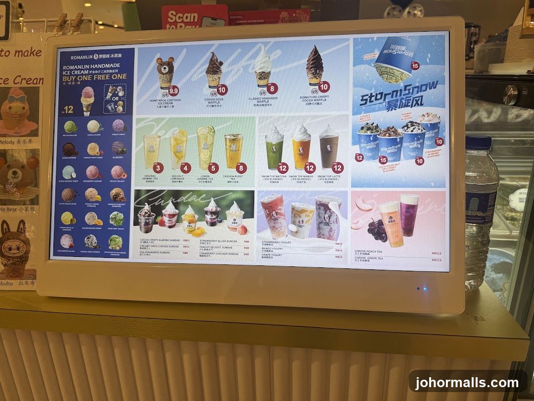 ROMANLIN ICE CREAM MENU