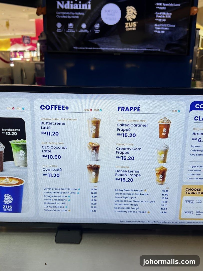 ZUS COFFEE Menu
