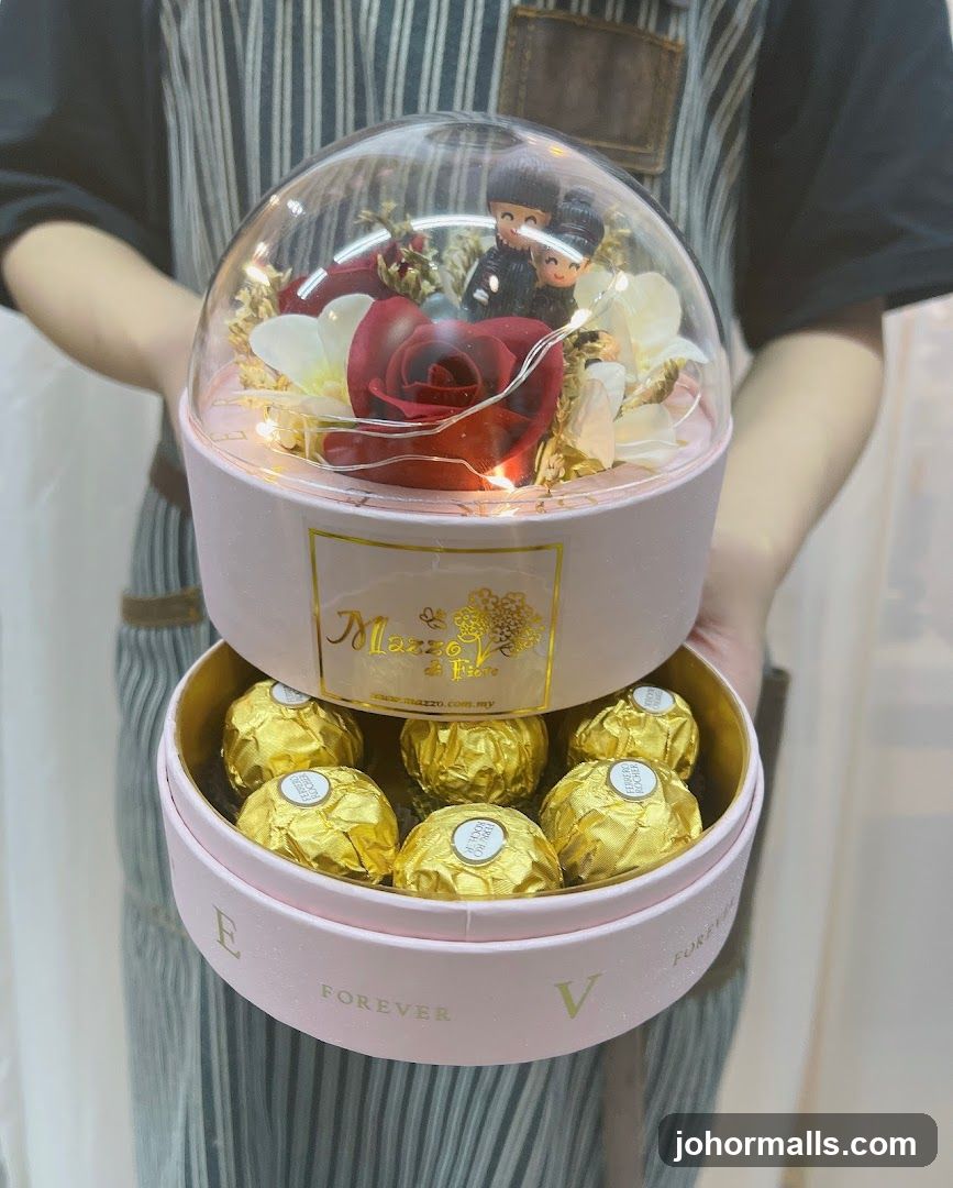 Gift Box with Chocolates and Flowers