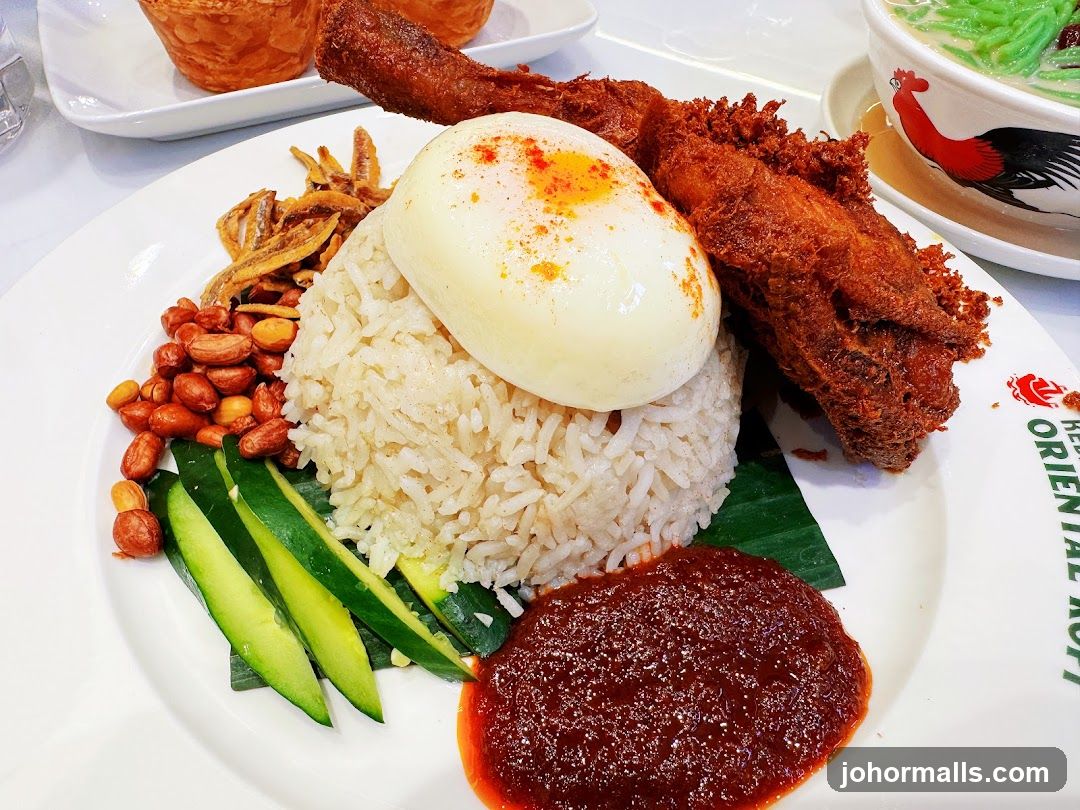 Nasi Lemak with Fried Chicken
