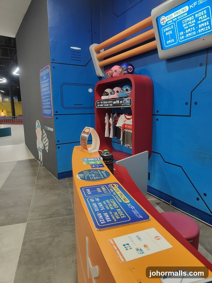 Go-Kart Circuit Pricing and Merchandise Display