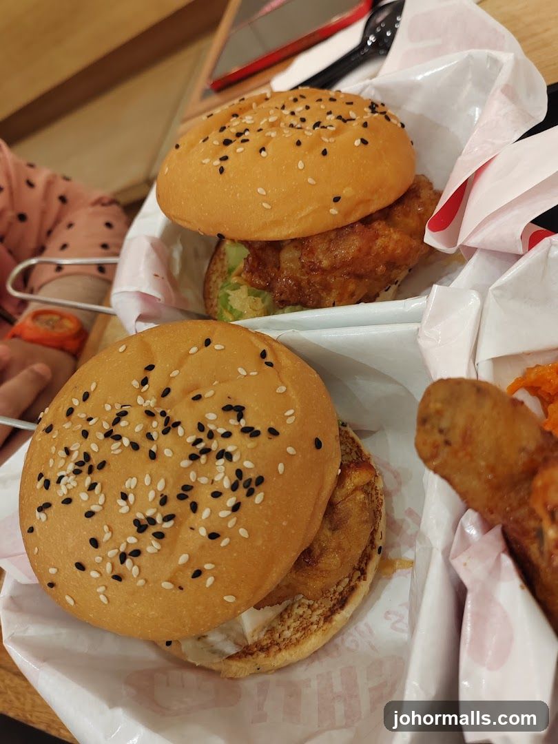 Two Burgers and Fried Chicken