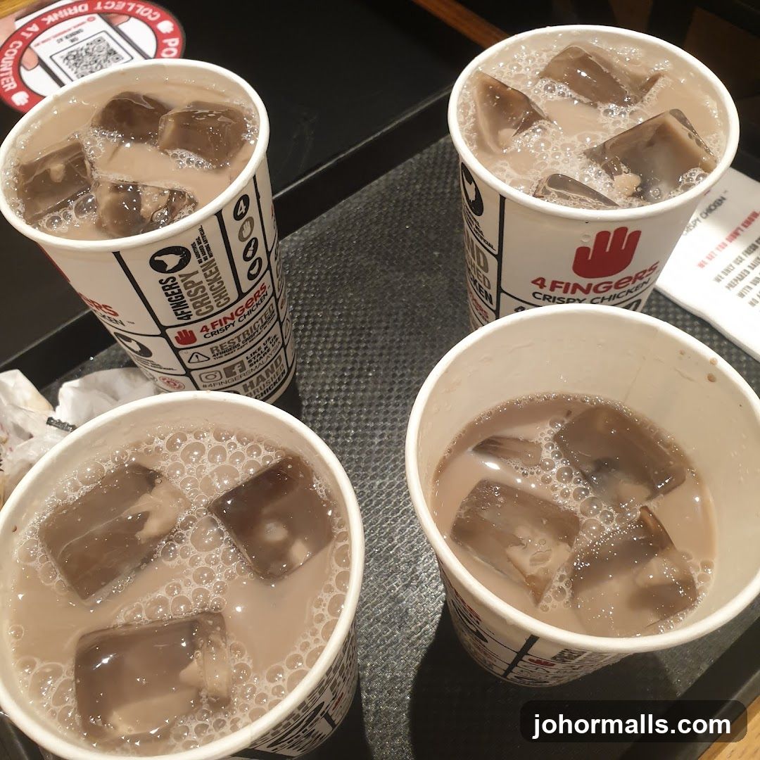 Four cups of iced drinks
