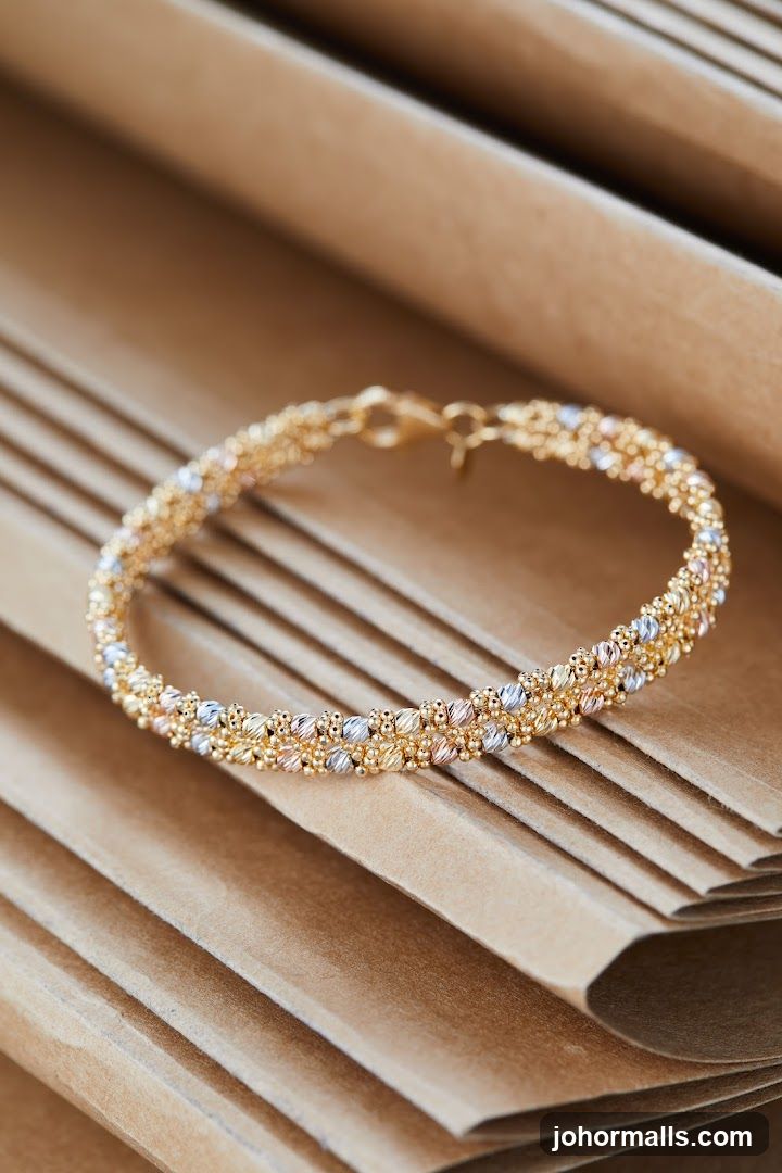 Gold and silver beaded bracelet