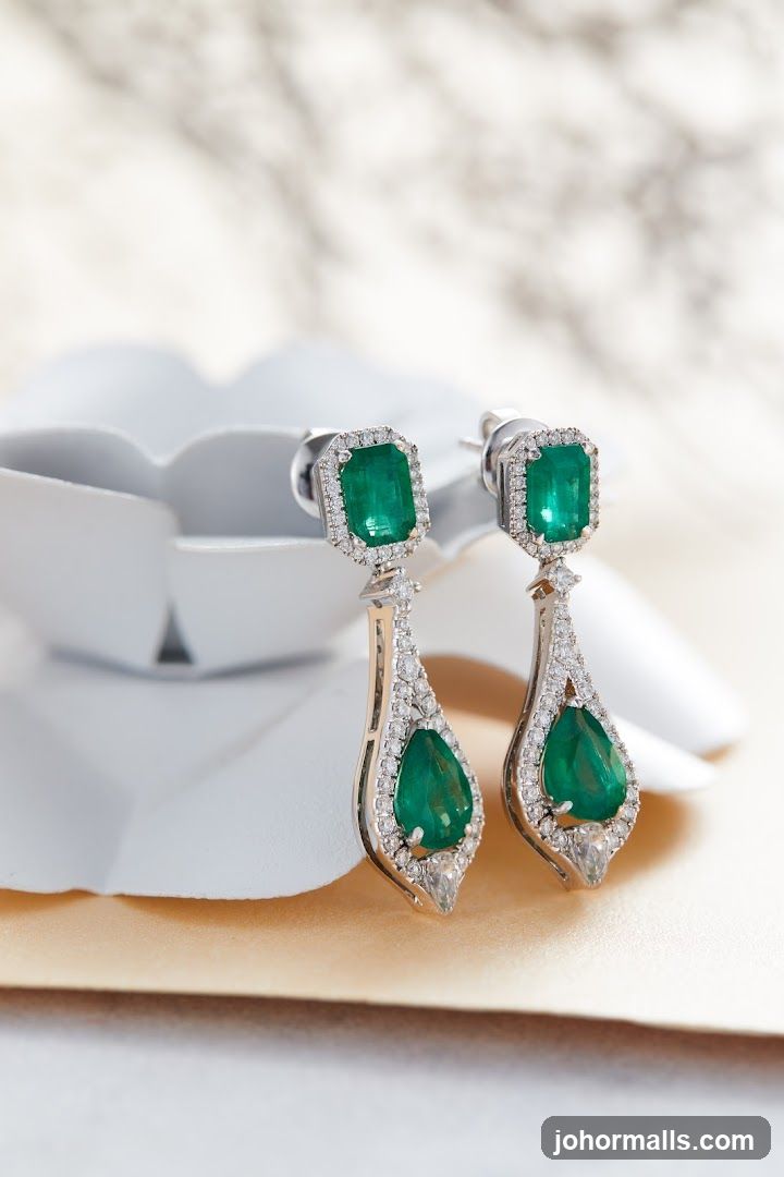 Emerald and Diamond Earrings