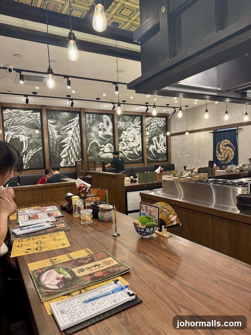 Restaurant Interior with Dragon Artwork