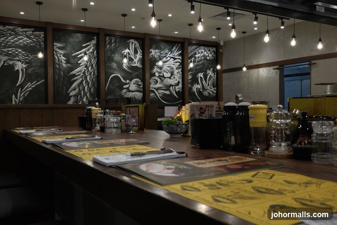 Restaurant Interior with Dragon Artwork