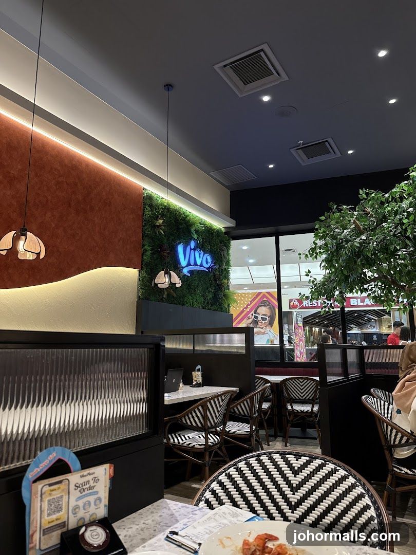 Restaurant Interior with Neon Sign