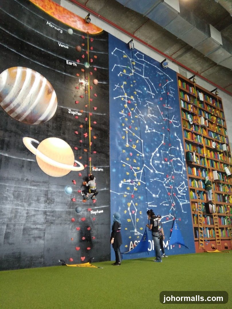 Indoor Climbing Walls with Celestial and Literary Themes