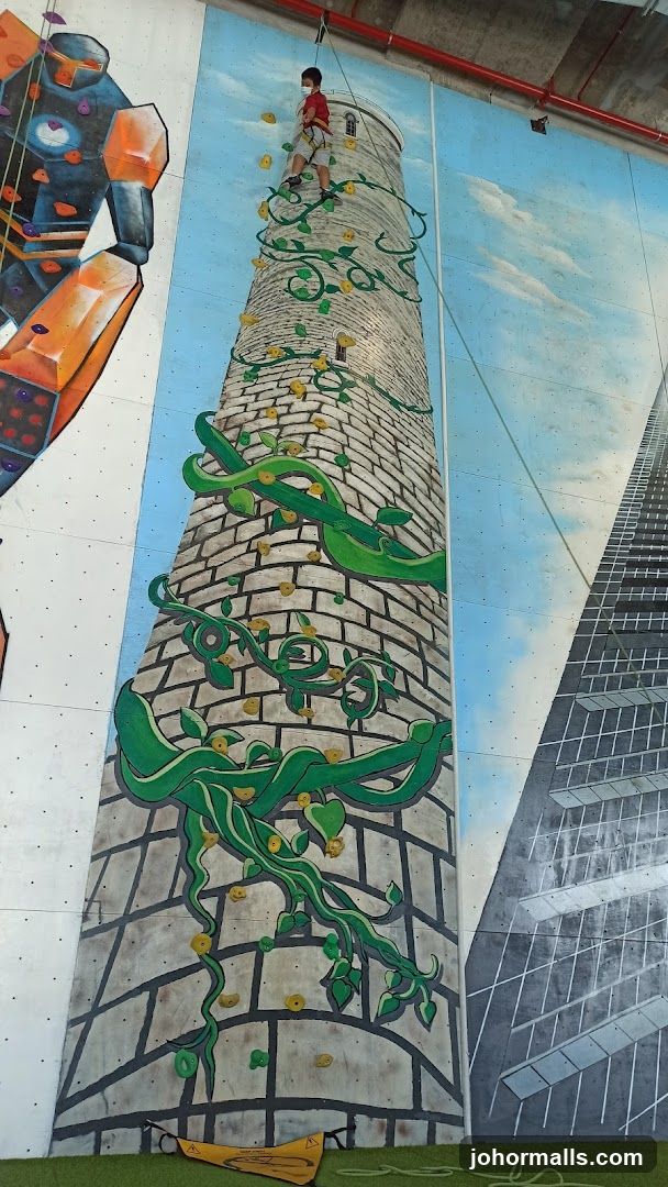 Climbing wall with painted mural