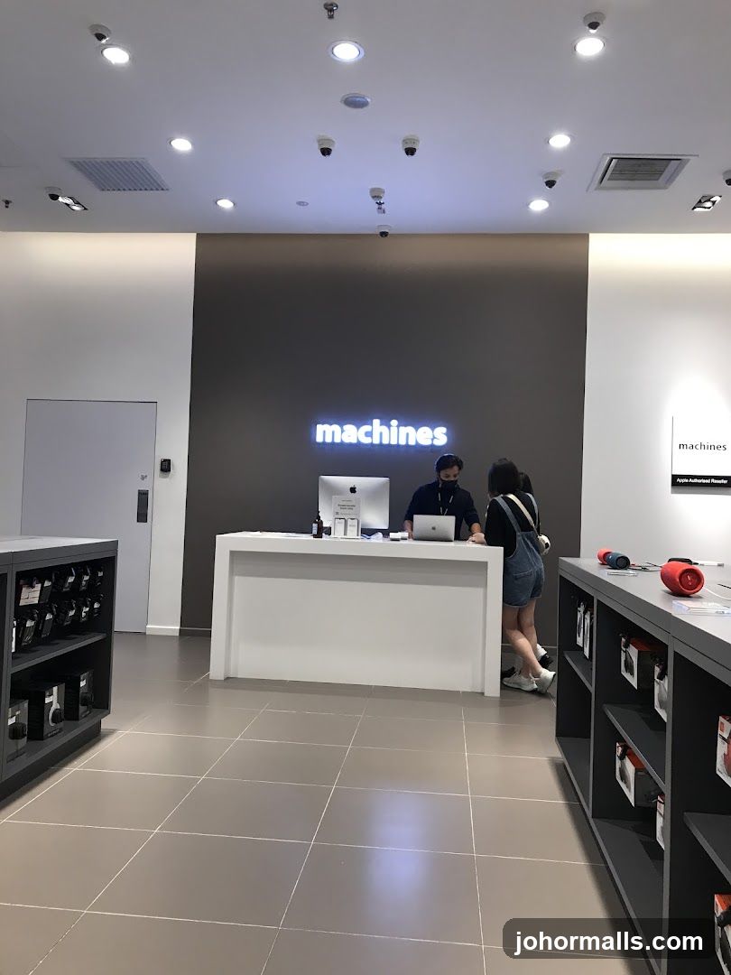 Store interior with staff and products