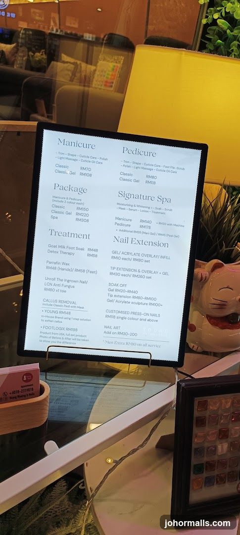 Manicure and Pedicure Services Menu