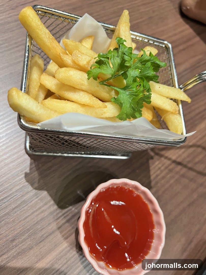Fries and Ketchup on Table