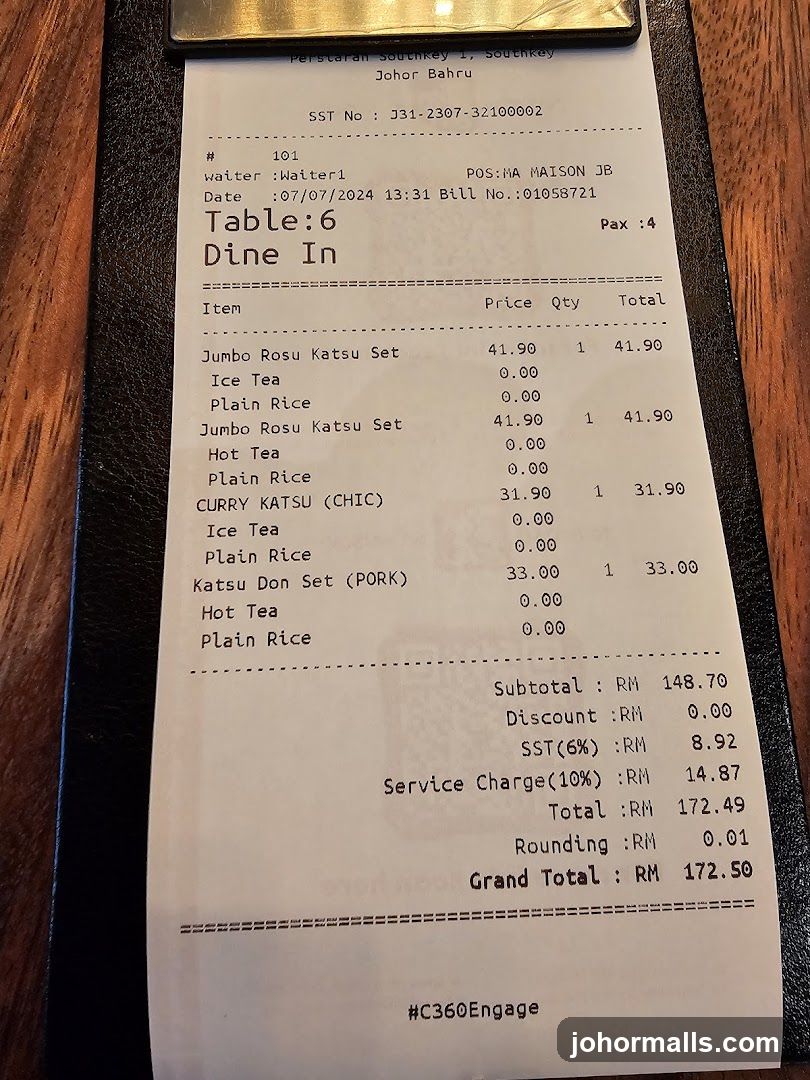 Restaurant Receipt