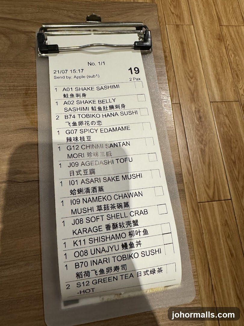 Restaurant Order Sheet