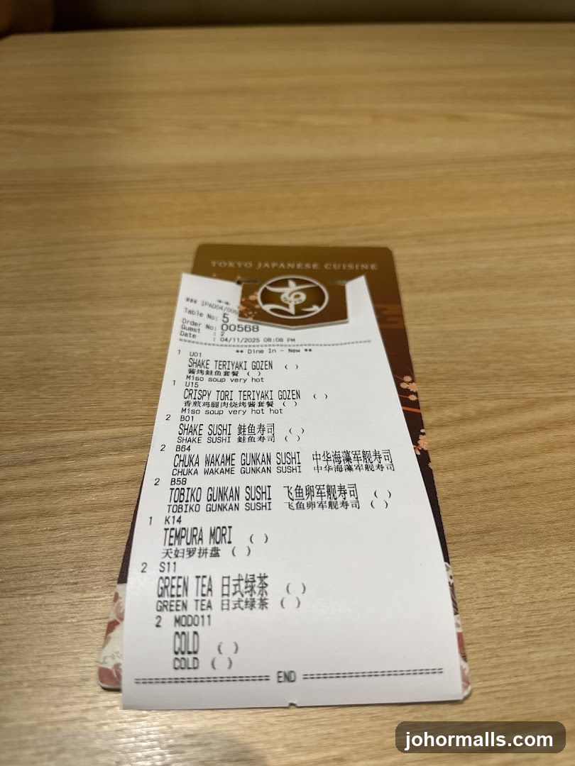 Restaurant Receipt on Wooden Table