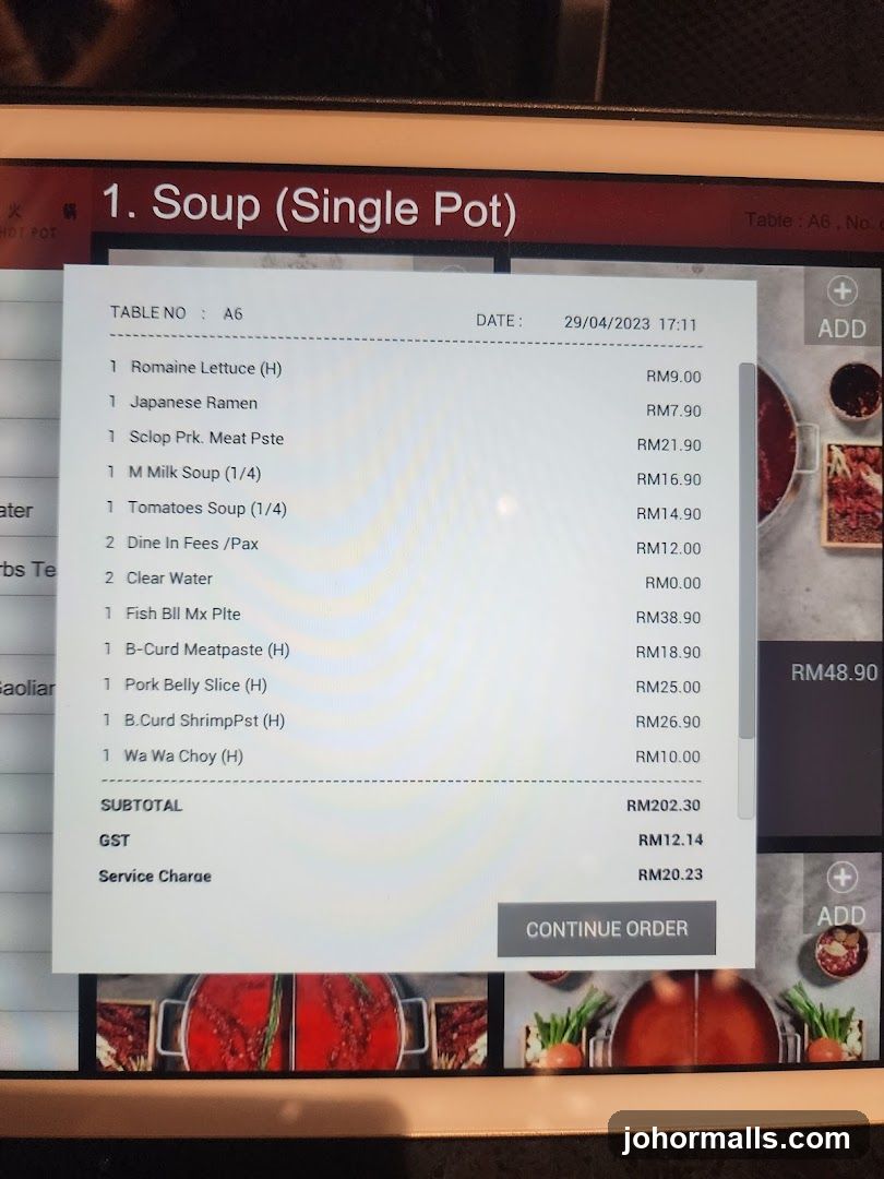 Soup (Single Pot) Order Summary