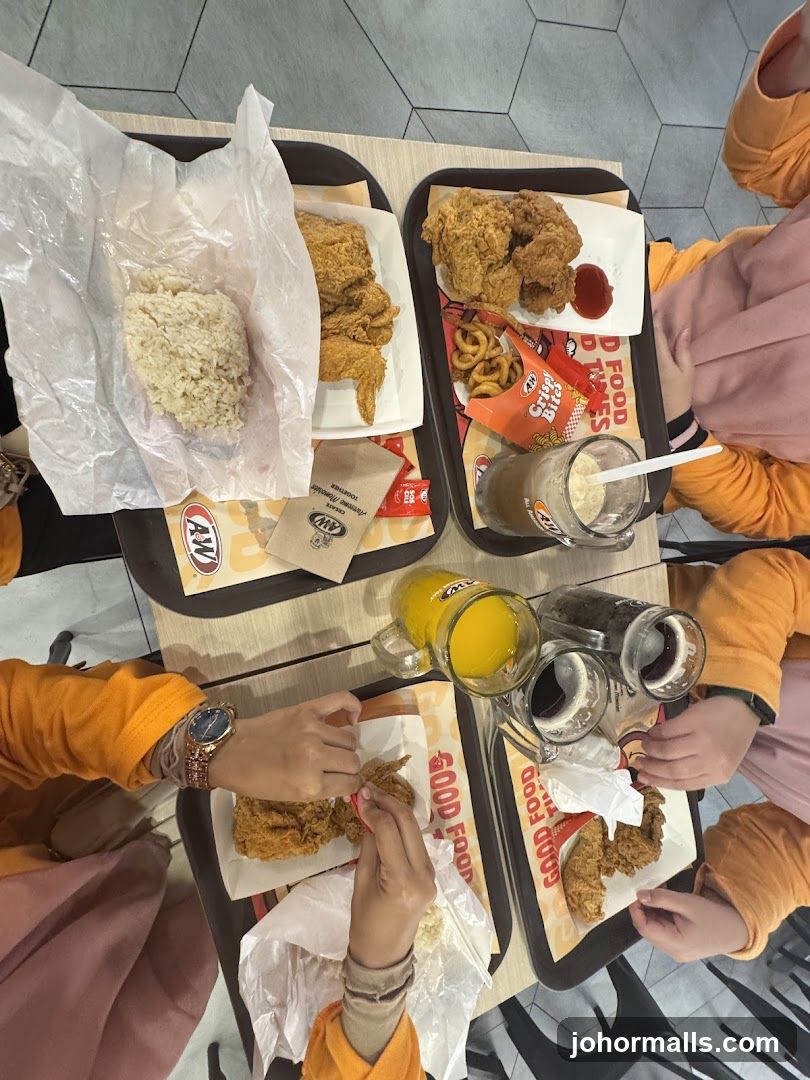 Group dining at fast food restaurant