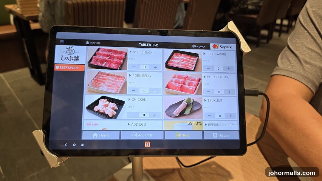 Tablet Order Screen at Restaurant