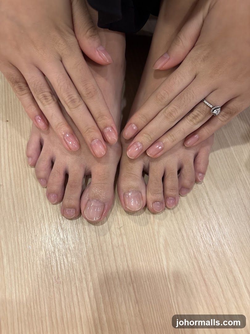 Hands and Feet on Wooden Surface
