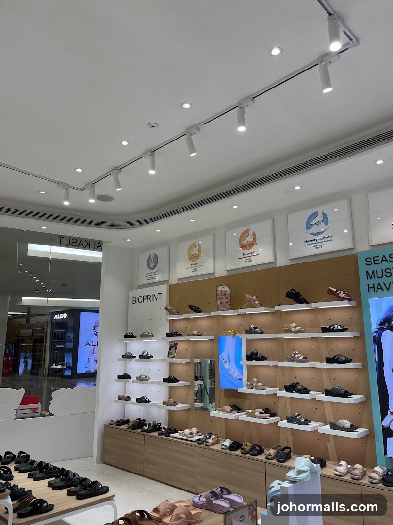 Interior of footwear store