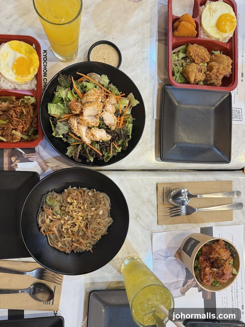 Tabletop meal spread at restaurant
