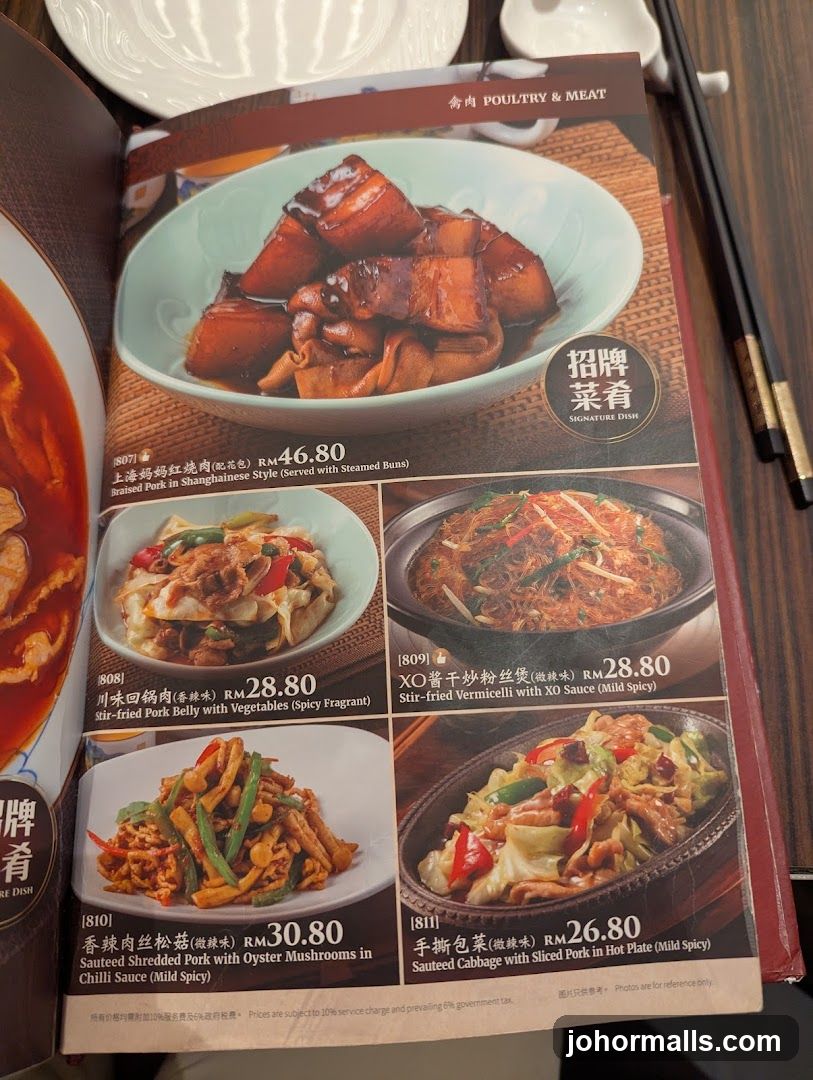 Poultry & Meat Section of Menu