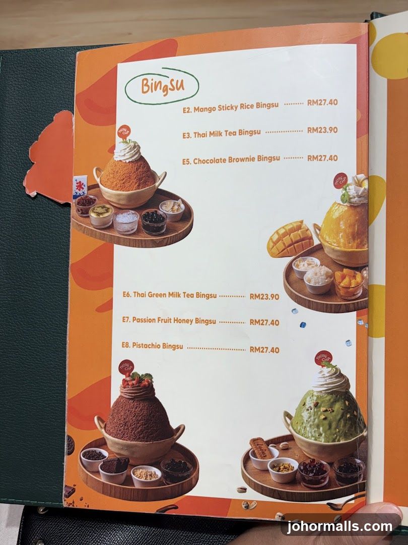 Bingsu Menu