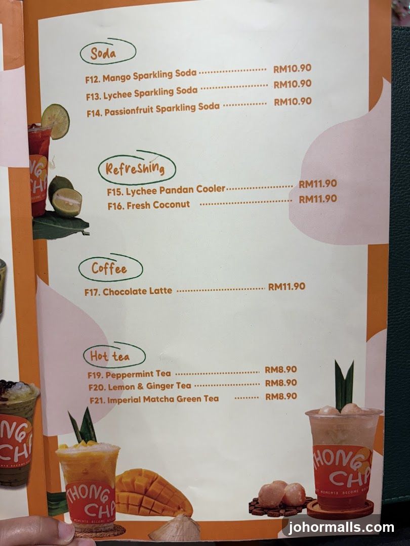 Hong Cha Menu Section