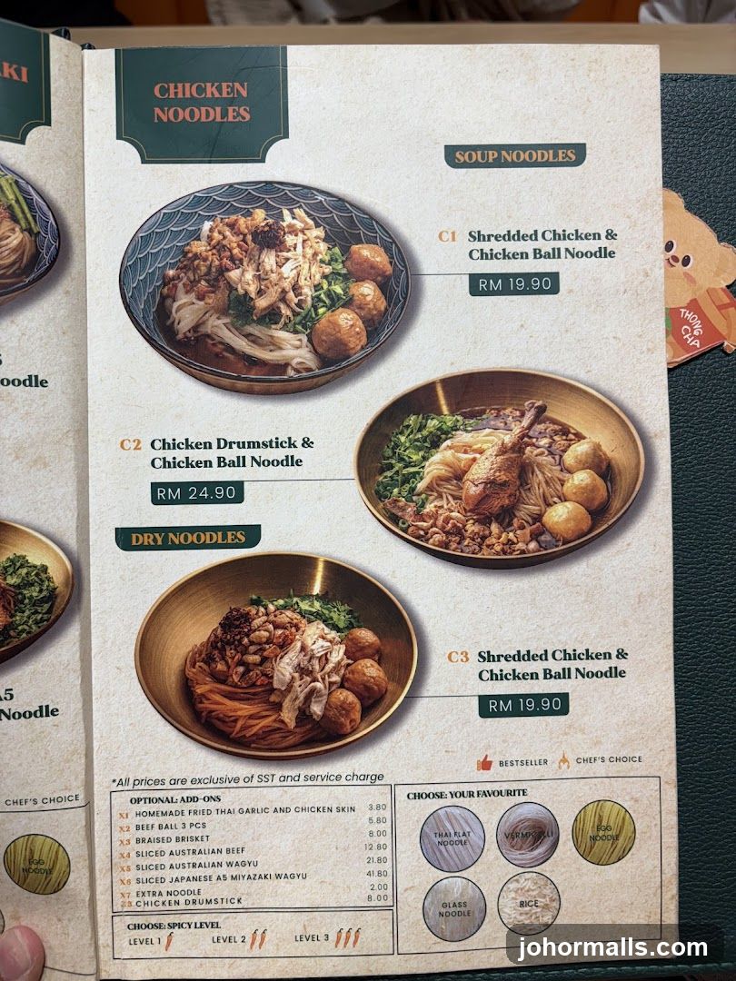 Chicken Noodles Menu