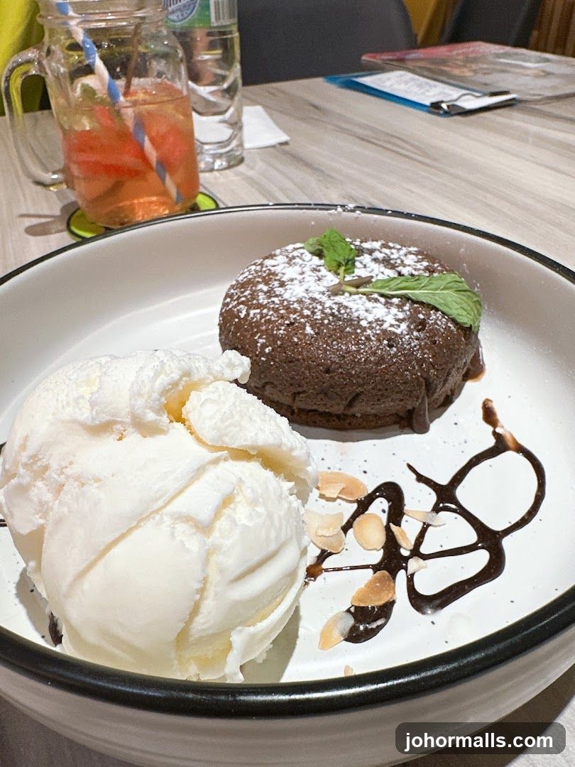 Dessert Plate with Chocolate Cake and Ice Cream