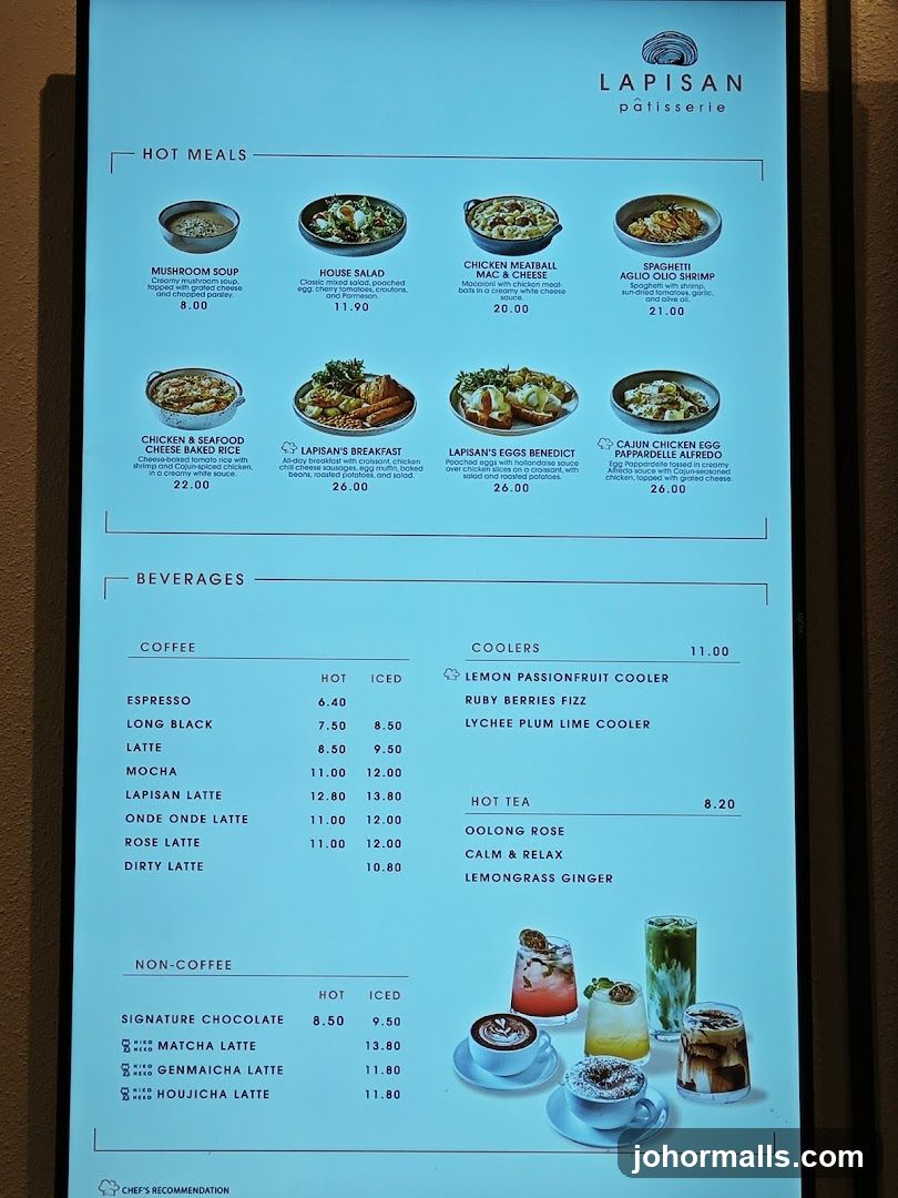 LAPISAN pâtisserie Menu