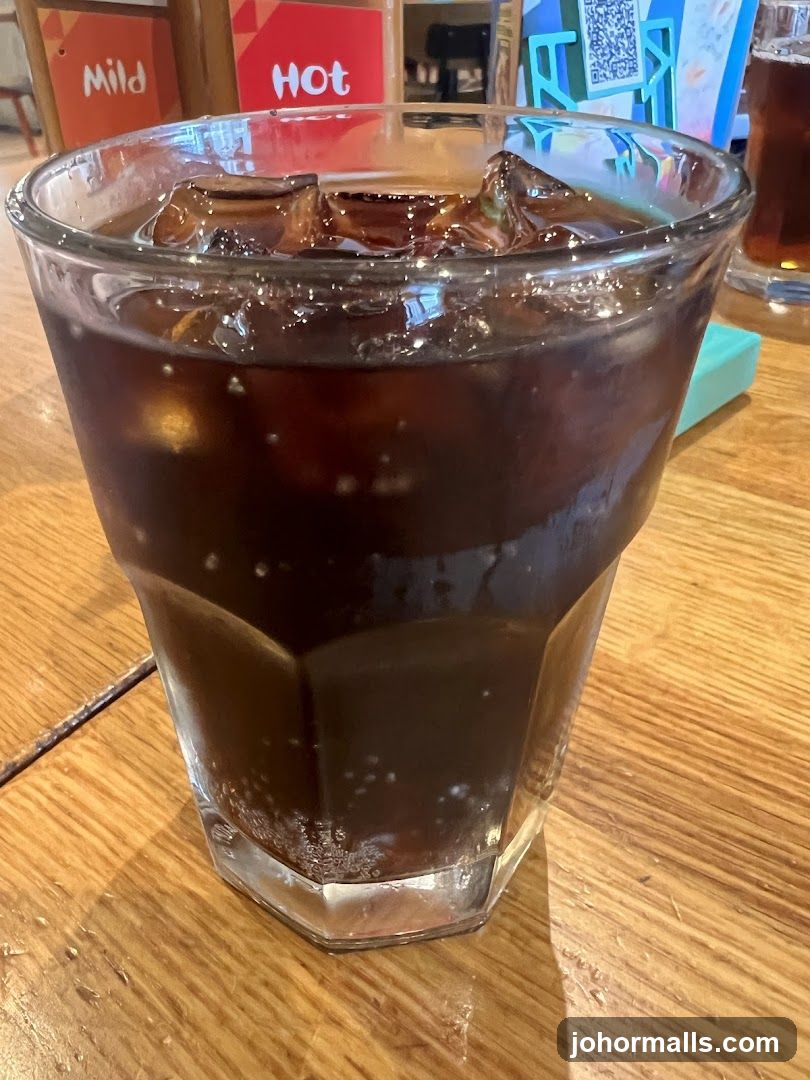 Iced beverage on wooden table
