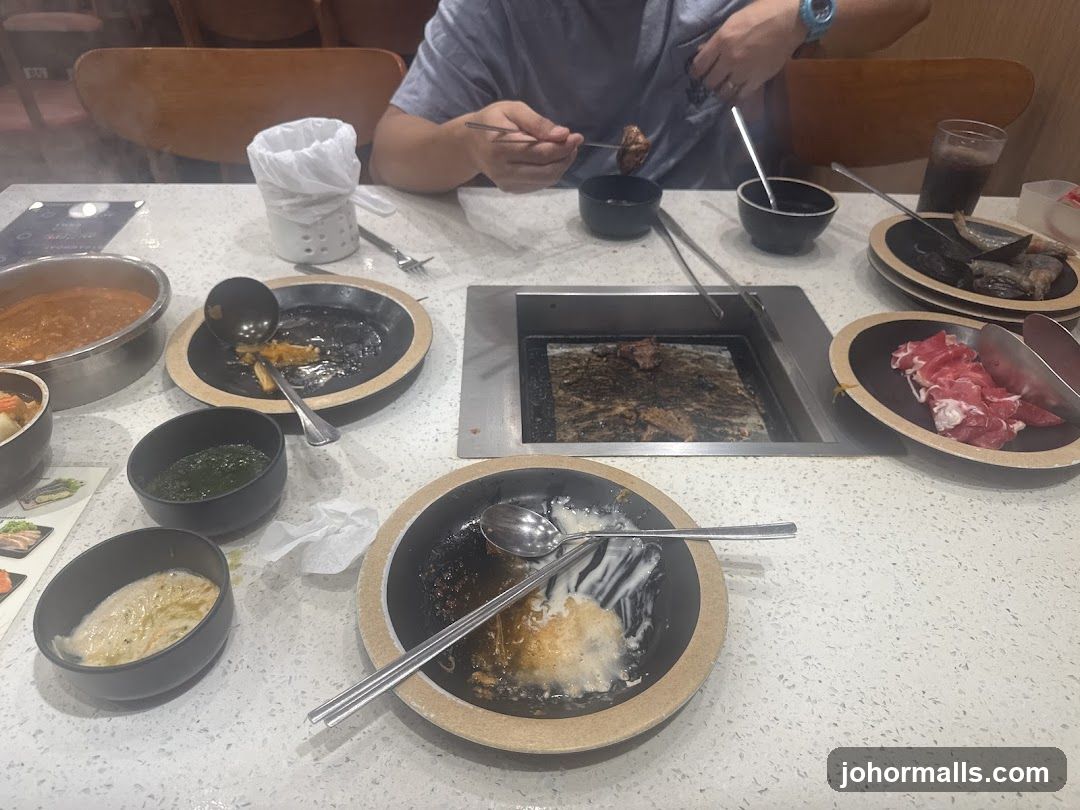 Table with partially eaten meal